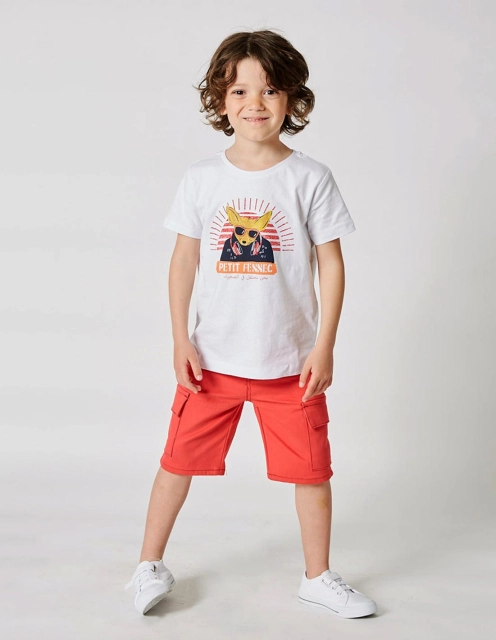 T-shirt Garçon "Street Fennec" Blanc Optique