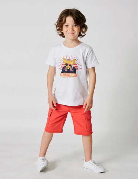 T-shirt Garçon "Street Fennec" Blanc Optique