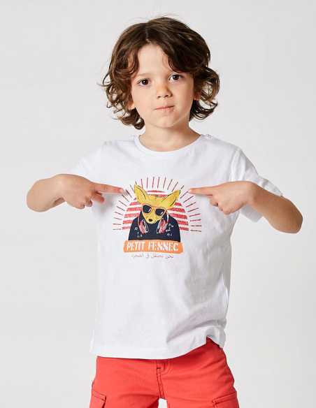 T-shirt Garçon "Street Fennec" Blanc Optique