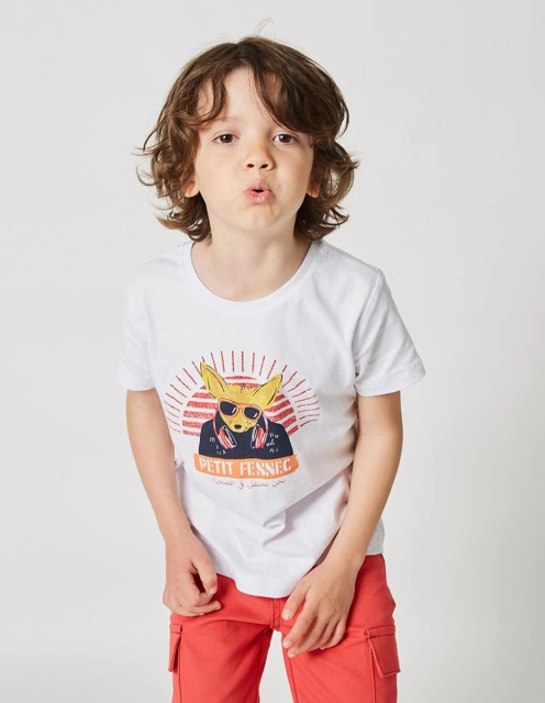 T-shirt Garçon "Street Fennec" Blanc Optique