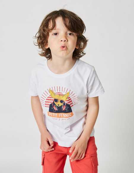 T-shirt Garçon "Street Fennec" Blanc Optique