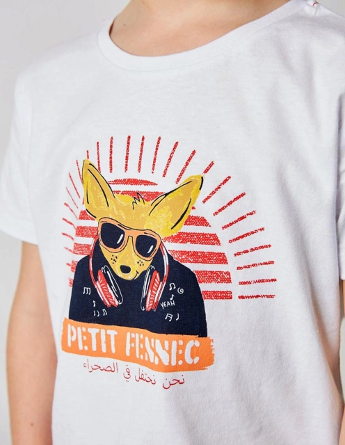 T-shirt Garçon "Street Fennec" Blanc Optique