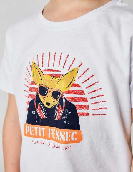 T-shirt Garçon "Street Fennec" Blanc Optique