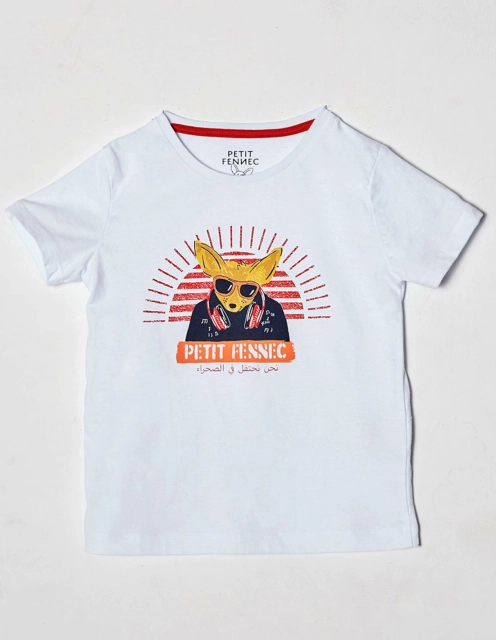 T-shirt Garçon "Street Fennec" Blanc Optique