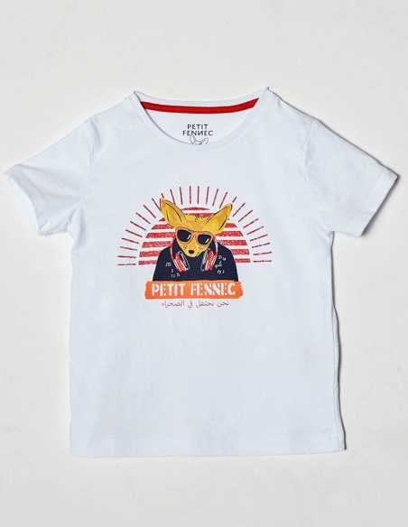 T-shirt Garçon "Street Fennec" Blanc Optique