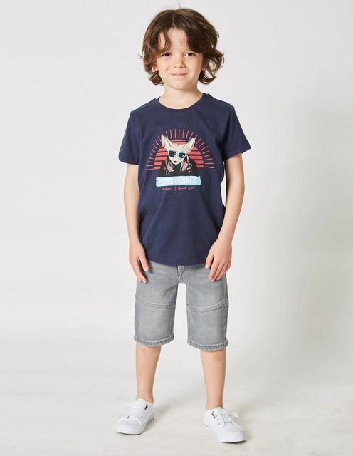 T-shirt Garçon "Street Fennec" Bleu Navy