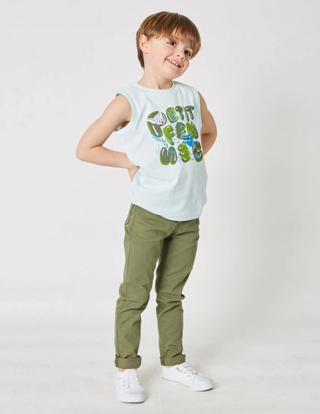 Pantalon Chino Garçon Kaki "Petit Fennec Classic"