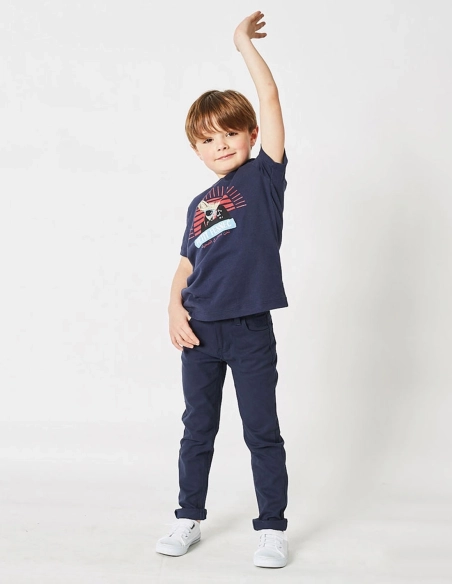 Pantalon Chino Garçon Bleu Navy "Petit Fennec Classic"