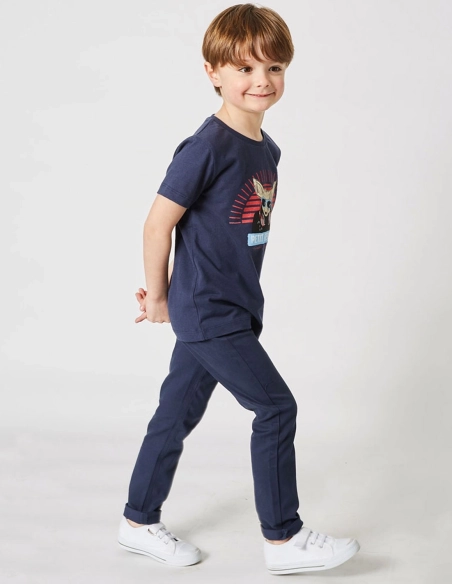 Pantalon Chino Garçon Bleu Navy "Petit Fennec Classic"