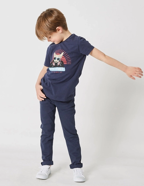 Pantalon Chino Garçon Bleu Navy "Petit Fennec Classic"