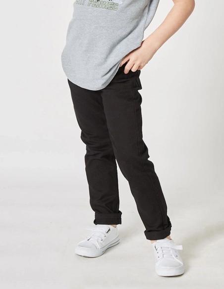 Pantalon Chino Garçon Noir "Petit Fennec Classic"