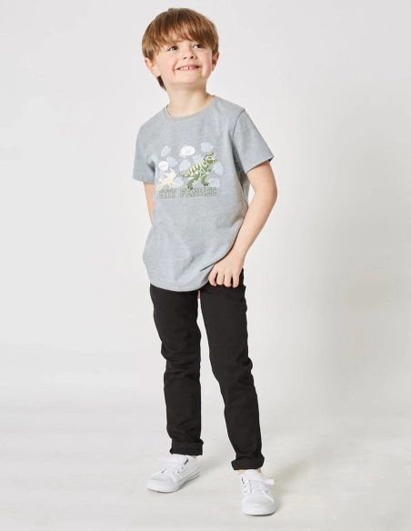 Pantalon Chino Garçon Noir "Petit Fennec Classic"
