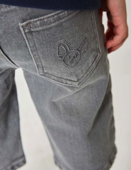 Pantacourt Jean Garçon "Petit Fennec Casual" Denim Gris