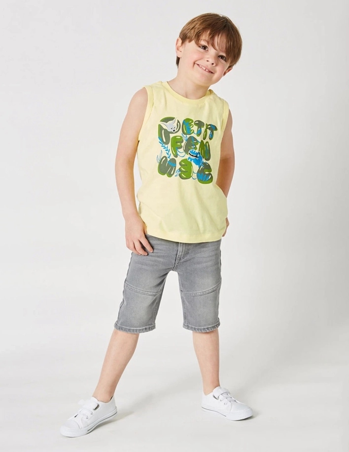 Pantacourt Jean Garçon "Petit Fennec Casual" Denim Gris 2