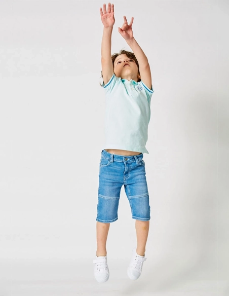 Pantacourt Jean Garçon "Petit Fennec Casual" Denim Clair