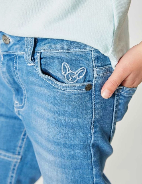 Pantacourt Jean Garçon "Petit Fennec Casual" Denim Clair
