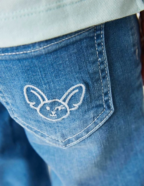 Pantacourt Jean Garçon "Petit Fennec Casual" Denim Clair