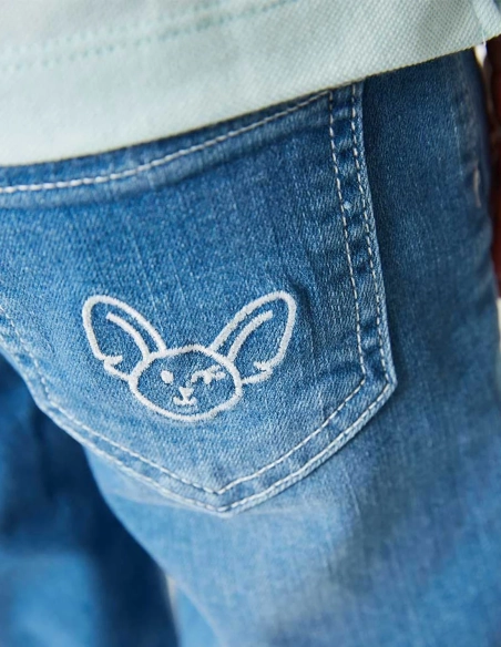 Pantacourt Jean Garçon "Petit Fennec Casual" Denim Clair