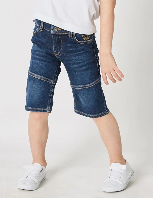 Pantacourt Jean Garçon "Petit Fennec Casual" Denim Foncé