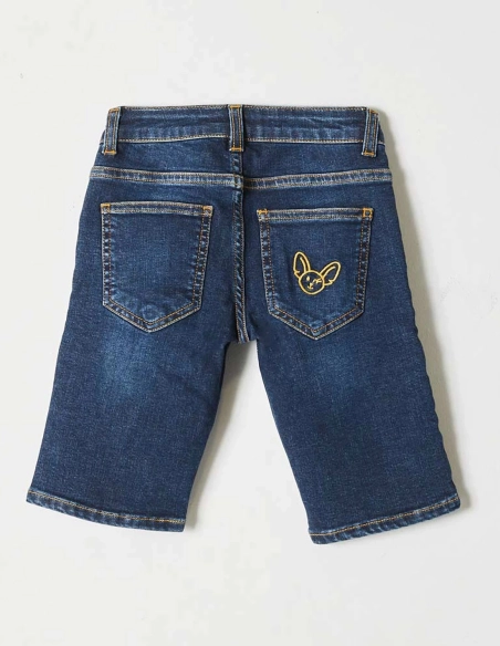 Pantacourt Jean Garçon "Petit Fennec Casual" Denim Foncé