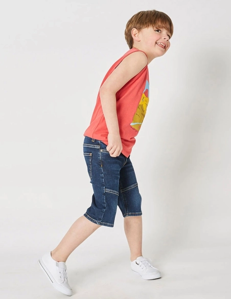 Pantacourt Jean Garçon "Petit Fennec Casual" Denim Foncé