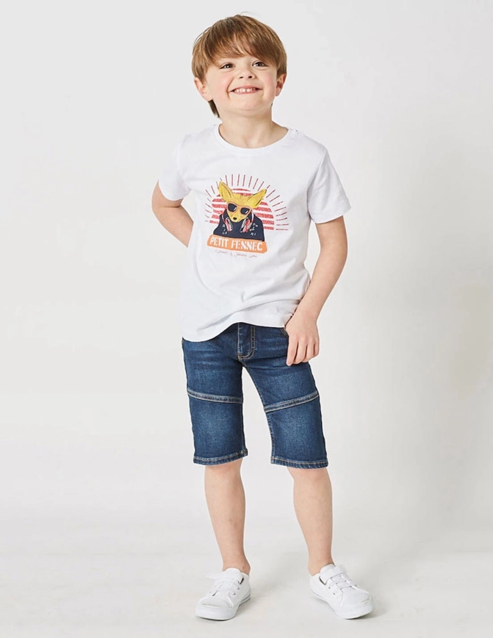 Pantacourt Jean Garçon "Petit Fennec Casual" Denim Foncé 2