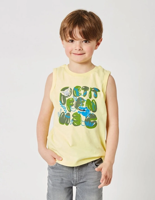 Débardeur Garçon "Cache-Cache Ensoleillé" jaune clair 100% Coton