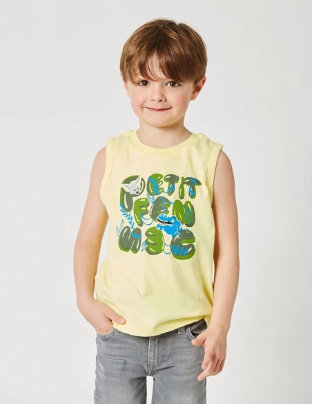 Débardeur Garçon "Cache-Cache Ensoleillé" jaune clair 100% Coton