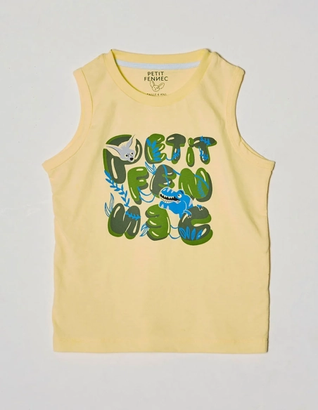 Débardeur Garçon "Cache-Cache Ensoleillé" jaune clair 100% Coton