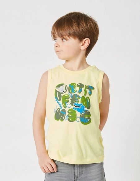 Débardeur Garçon "Cache-Cache Ensoleillé" jaune clair 100% Coton