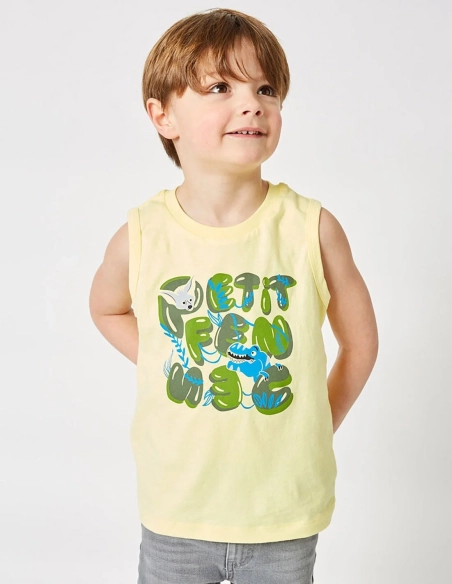 Débardeur Garçon "Cache-Cache Ensoleillé" jaune clair 100% Coton