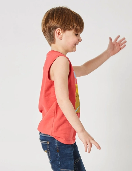 Débardeur Garçon "Sahara Surf" Rouge Terre 100% Coton