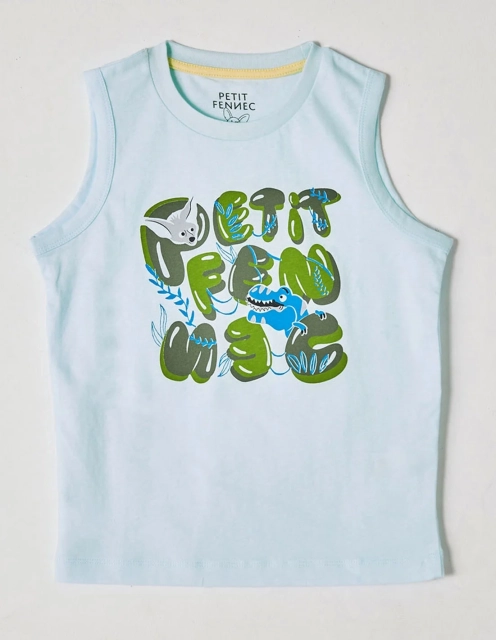 Débardeur Garçon "Cache-Cache Ensoleillé" bleu clair 100% Coton