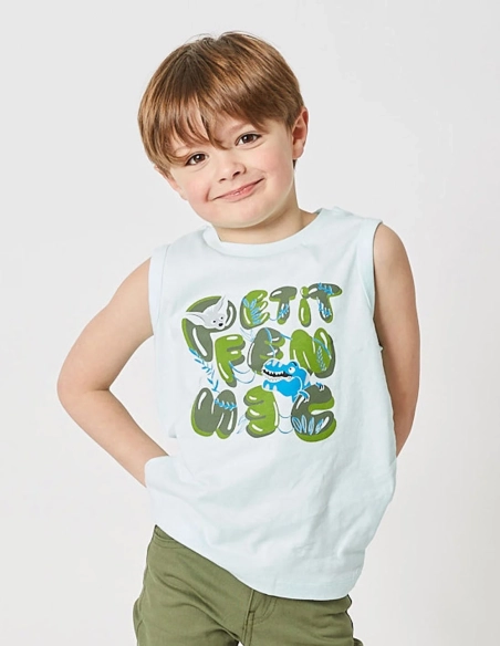 Débardeur Garçon "Cache-Cache Ensoleillé" bleu clair 100% Coton