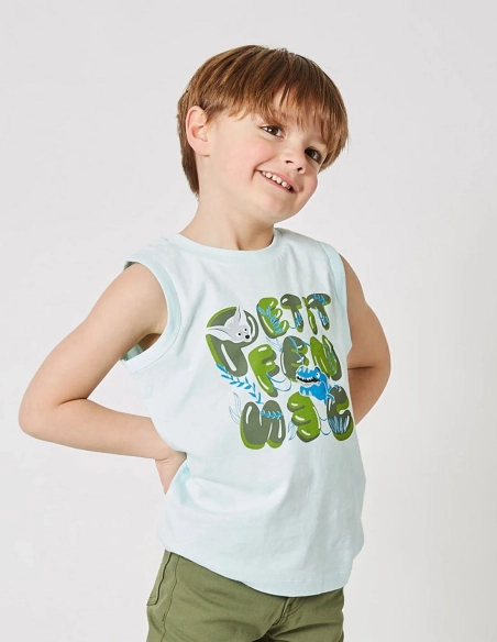 Débardeur Garçon "Cache-Cache Ensoleillé" bleu clair 100% Coton