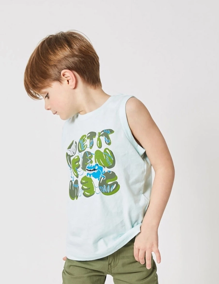 Débardeur Garçon "Cache-Cache Ensoleillé" bleu clair 100% Coton