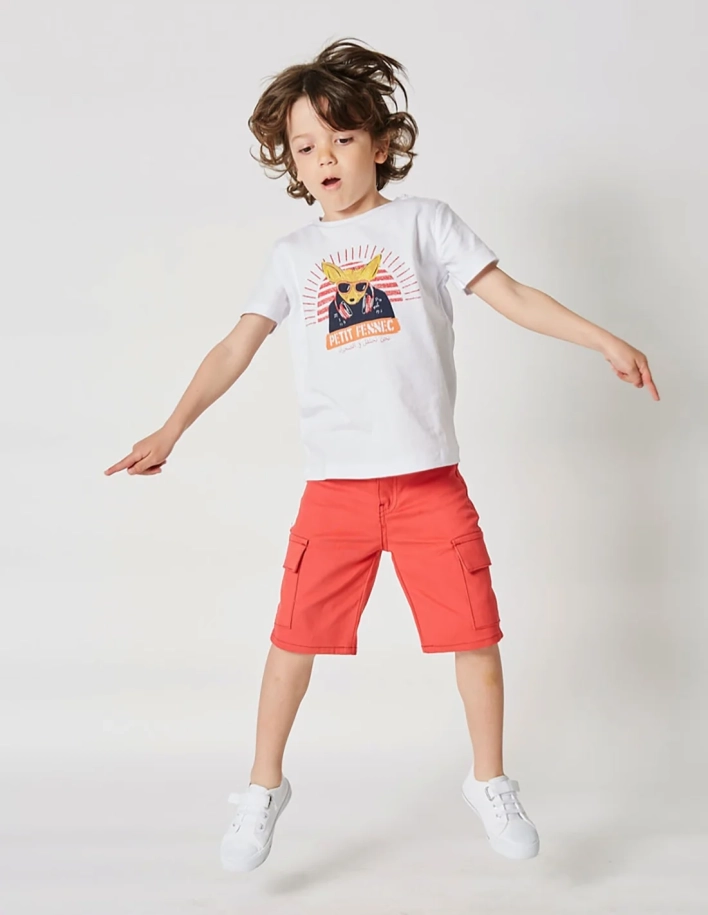 Bermuda Garçon "Petit Fennec Urban" Rouge Terre 2