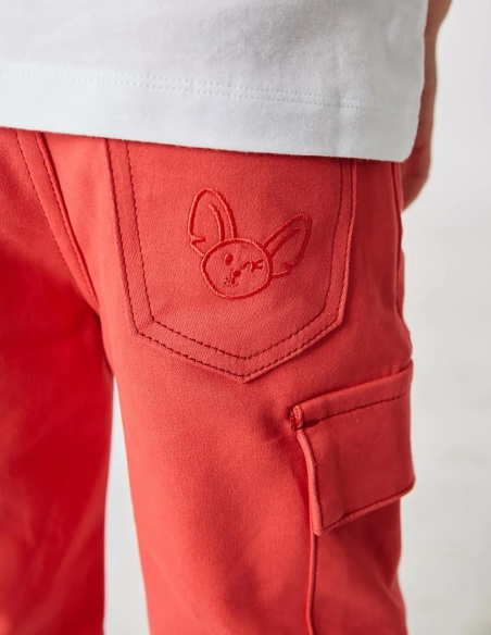 Bermuda Garçon "Petit Fennec Urban" Rouge Terre