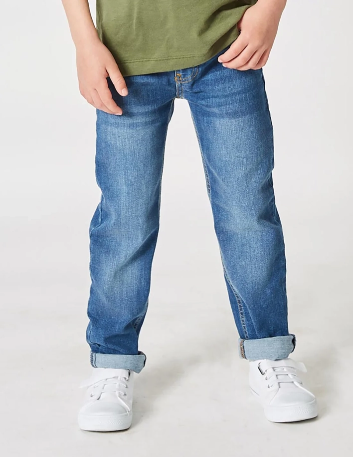 Pantalon Jean Garçon Denim Foncé "Petit Fennec Classic"