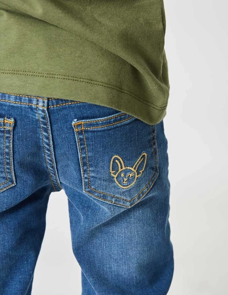 Pantalon Jean Garçon Denim Foncé "Petit Fennec Classic"