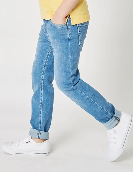 Pantalon Jean Garçon Denim Clair "Petit Fennec Classic"