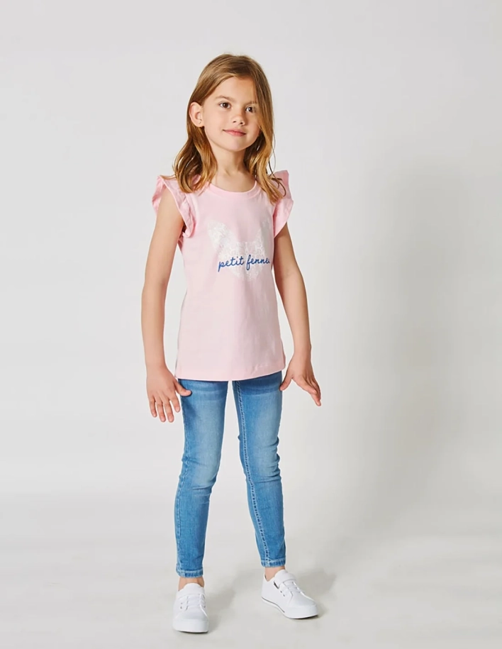 Pantalon Jean Fille Denim clair ‘Petit Fennec Girly’ 2