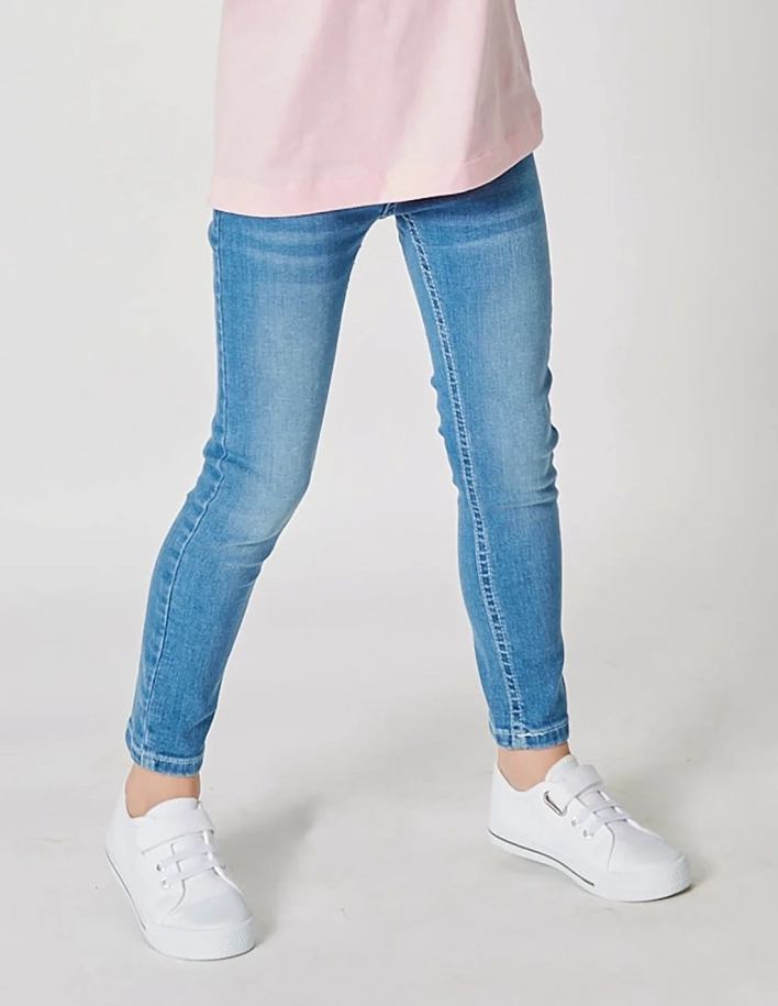 Pantalon Jean Fille Denim clair ‘Petit Fennec Girly’