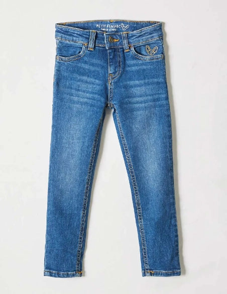 Pantalon en Jean Fille Denim Foncé ‘Petit Fennec Girly’.