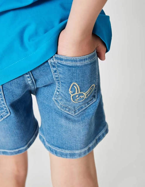 Short en Jean Fille "Petit Fennec Craquant" denim clair