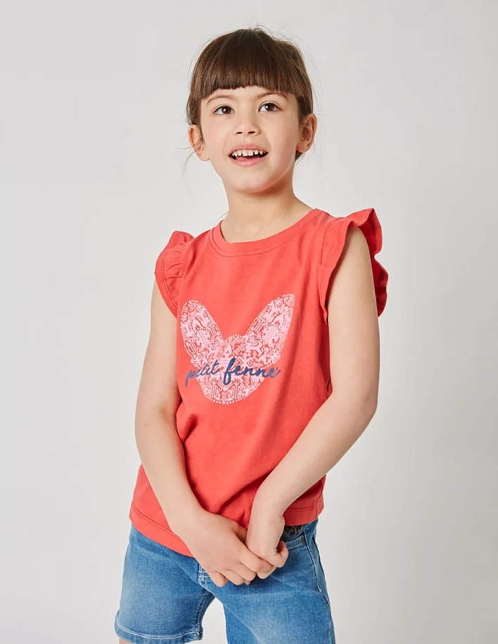 Débardeur Fille "Petit Fennec Culturel" Rouge Terre 100% Coton 2