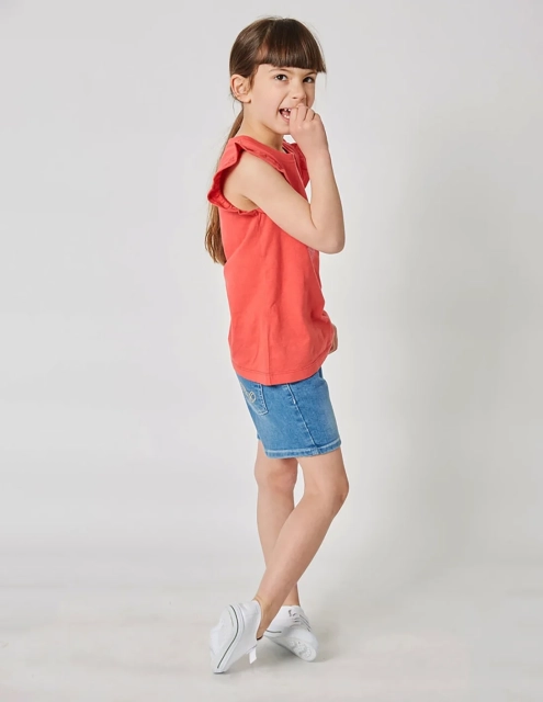 Débardeur Fille "Petit Fennec Culturel" Rouge Terre 100% Coton