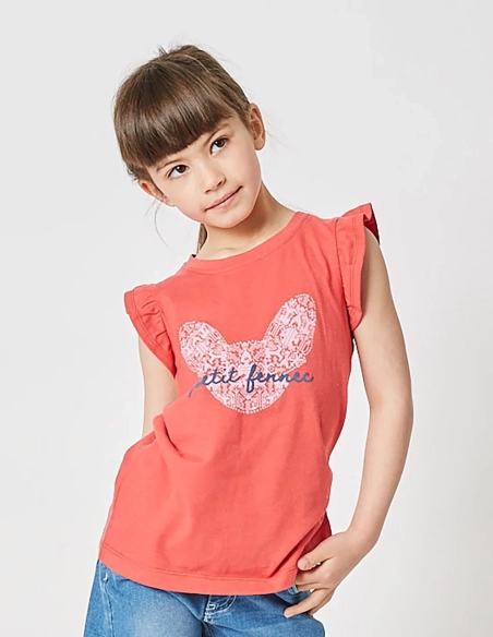 Débardeur Fille "Petit Fennec Culturel" Rouge Terre 100% Coton