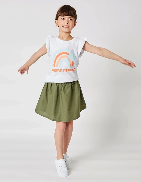 Débardeur Fille Manches Papillon Blanc Optique 100% Coton