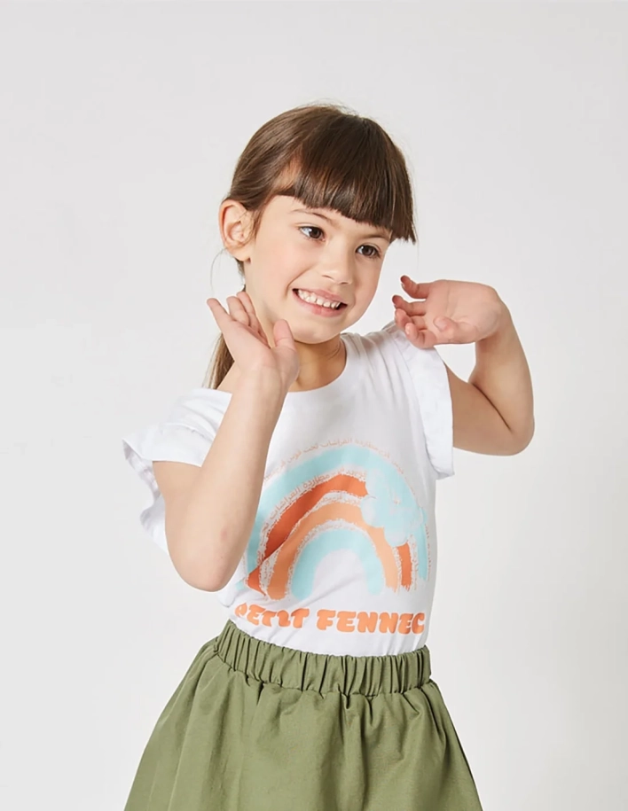 Débardeur Fille Manches Papillon Blanc Optique 100% Coton 2